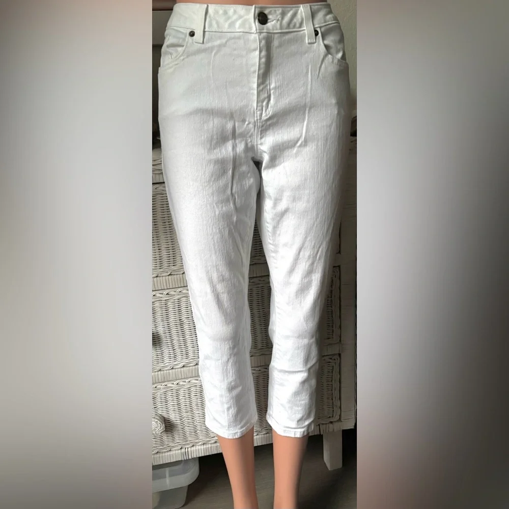 Michael Kors Cropped Jeans Skinny Legs Cotton Mid Rise in white color Size 8